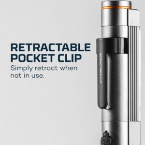 NEBO FRANKLIN Dual 500 Lumen Magnetic Handheld Work Light Flashlight with 7 Light Modes, Includes Rechargeable Battery and Pocket Clip