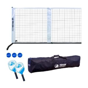 Park & Sun Sports 21 Inch Portable Pickleball and Tennis Play Outdoor Game Net & Set with 2 Paddles, 3 Plastic Balls, and Carrying Travel Case