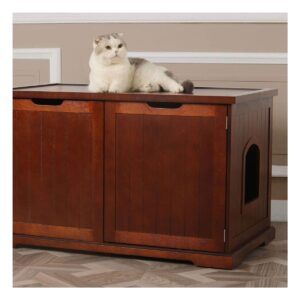 Merry Products Decorative Bench with Enclosed Cat Litter Washroom Box, Walnut