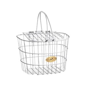 Nantucket Bike Basket Co. Surfside Adult Wire D Handlebar Basket with Lid: White Dimensions: 13.25 x 10 x 9"
