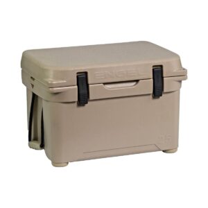 Engel 25 High Performance 5.28 Gallon 24 Can Roto Molded Ice Chest Cooler, Tan