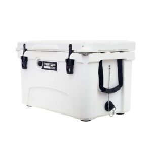 Driftsun Heavy Duty Rotomolded Thermoplastic UV Resistant Portable 45 Quart Insulated Hardside Ice Chest Beverage Cooler, White
