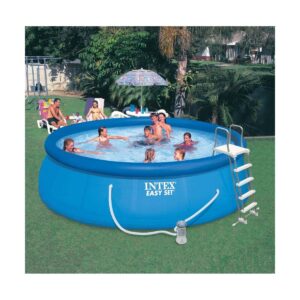 Intex Above Ground Swimming Pool, Ladder with Pump and 15’ Pool Debris Cover