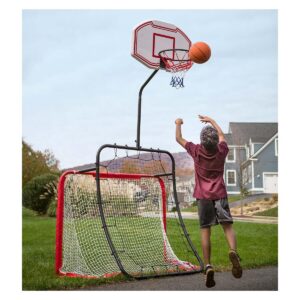 HearthSong - All-in-1 Outdoor Sports Set for Kids: Basketball, Baseball, Lacrosse, & Soccer