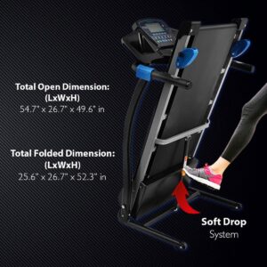 SereneLife SLFTRD25 Bluetooth Smart Digital Folding Treadmill Cardio Machine Home Gym Fitness Equipment with Incline, MP3 Player and Built In Speakers