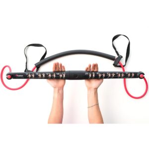 BodyGym All in 1 Portable Home Gym Full Body Exercise Resistance Bar Kit with Adjustable Resistance Band, Tape Measure, Storage Bag, & 2 Workout DVDs