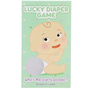60-Count Baby Shower Games, Scratch Off Game Cards, Lucky Diaper Lottery Raffle Party Supplies for Boys or Girls, Green
