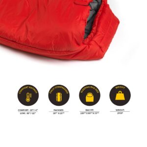 Snugpak Antarctica with Snuggy Pillow, -4 Degree, Extreme Insulation, Center Zip, Red