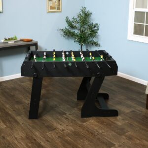 Sunnydaze Indoor Space-Saving Folding Family Foosball Soccer Game Table with Manual Scorers - 48" - Black