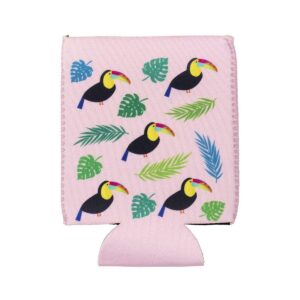 12-Pack Summer Parties Can Cooler Sleeves, 12 oz Insulated Beer Koozies Neoprene Holder, 4 Assorted Designs: Flamingo, Fruit, Toucan & Ice-cream