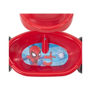 Huffy Marvel Spiderman 3 Wheel Preschool Training Tricycle with Steel Frame, Storage Basket, Plastic Pedals, and Handlebar Grips for Toddlers, Red