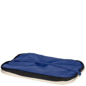 CleverMade SnapBasket Insulated Collapsible Grocery 32qt Shopping Bag Tote with Zippered Lid Navy/Cream - 3pk