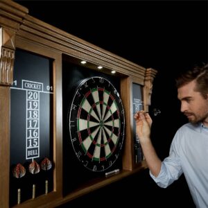 Barrington Woodhaven Premium Bristle Dartboard Cabinet set with LED lights