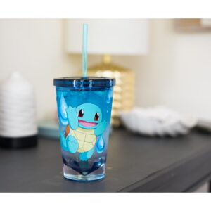 Just Funky Pokemon Squirtle 16oz Plastic Carnival Cup Tumbler with Lid and Reusable Straw