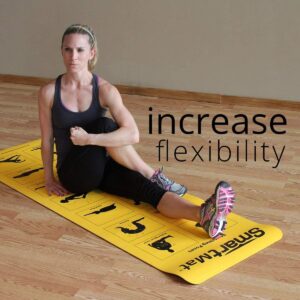 Prism Fitness 6 Millimeter Reversible Smart Mat Home Gym Workout Mat with Core Exercises and Stretching Poses for Yoga, Yellow