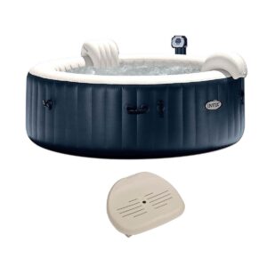 Intex 28409E PureSpa 85" x 28" 6 Person Home Inflatable Portable Heated Round Hot Tub with Bubble Jets, Heat Pump and Non-Slip Seat Insert