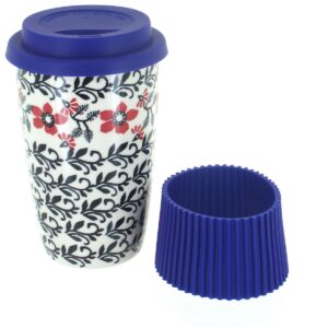 Blue Rose Polish Pottery Scarlett Ivy Travel Coffee Mug