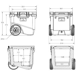 RovR RollR Portable Rolling Outdoor Insulated Cooler with Wheels for Camping, Beach, Picnics, 45 Quart, White