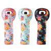 3-Pack Juvale Wine Carrier Bag, Insulated Neoprene Tote with Handles for Travel, Holds Standard Size Bottle of Wine, Floral Designs