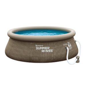 Summer Waves 10ft x 36in Quick Set Above Ground Inflatable Outdoor Swimming Pool with Filter Pump, Replacement Cartridge, and Repair Patch
