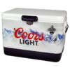 Koolatron Large 54 Quart 85 Can Capacity Portable Retro Coors Light Ice Chest Stainless Steel Hard Cooler with Built In Bottle Opener, White