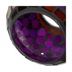 Sunnydaze Outdoor Garden Patio Round Glass with Mosaic Design Hanging Fly-Through Bird Feeder - 6" - Purple
