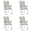 Lafuma Alu Cham Folding, Adjustable 5-Position Reclining Outdoor Mesh Sling Chair for Camping, Beach, Backyard, and Patio, Seigle Gray (Set of 4)