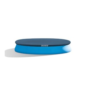 Intex 28026E Easy Set Above Ground Swimming Pool Vinyl Round Cover with Drain Holes and Nylon Tie-Down Ropes, Pool Not Included