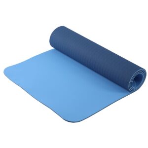 HolaHatha 72" Tall x 24" Wide Double Sided Reversible 0.25" Thick Non Slip Home Gym Exercise Yoga Mat for All Yoga, Pilates and Floor Workouts, Blue