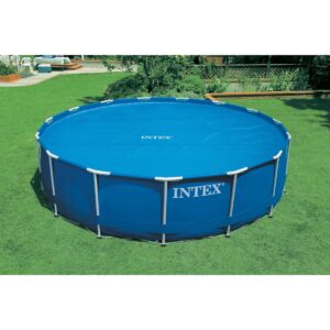 Intex 18 Ft Round Easy Solar Cover and Maintenance Kit w/ Vacuum Skimmer & Pole