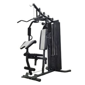 BalanceFrom Home Gym Bench Workout Station with 380 Pound Resistance, and 1 Inch Thick Floor Puzzle Exercise Mat, 24 Sq Ft, Black
