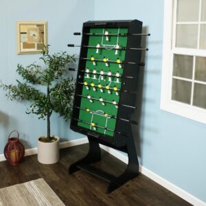 Sunnydaze Indoor Space-Saving Folding Family Foosball Soccer Game Table with Manual Scorers - 48" - Black