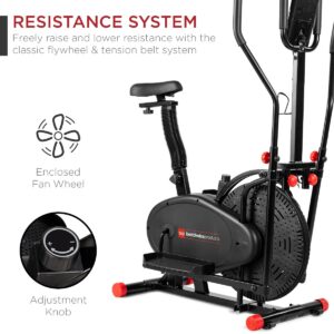 Best Choice Products 2-in-1 Elliptical Trainer Exercise Bike w/ LCD Screen, Adjustable Seat, 220lb Capacity