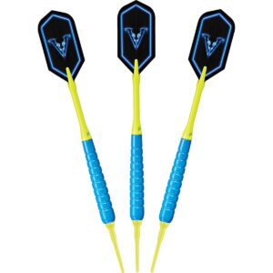 Viper V Glo Soft Tip Throwing Darts with High-Grade Aluminum Shafts, 18 Grams, Blue and Yellow