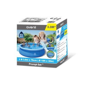JLeisure Avenli 17807 10 Foot x 30 Inch 2 to 3 Person Capacity Prompt Set Above Ground Kid Inflatable Outdoor Backyard Swimming Pool, Blue
