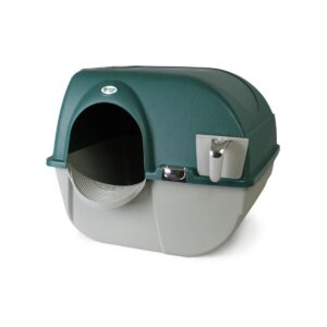 Omega Paw VM-RA15-1-PR Premium Roll N Clean Plastic Self Cleaning Enclosed Cat Kitten Self Separating Litter Box, Forest Green
