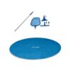 Intex 18 Ft Round Easy Solar Cover and Maintenance Kit w/ Vacuum Skimmer & Pole