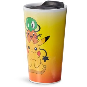 Just Funky Pokémon XY Series Travel Mug | Pikachu, Dedenne, & Squishy | Holds 16 Ounces