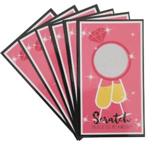 Paper Junkie 60-Pack Scratch Off Card Bridal Shower Games, Bachelorette Party Engaging Game Cards, Ring & Champagne Glasses Design in Pink