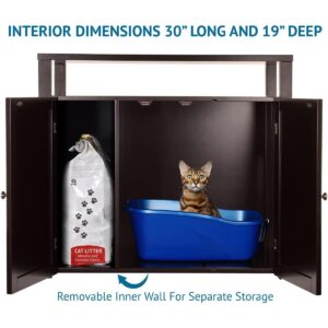 Arf Pets Cat litter Box Enclosure, Furniture Large Box House with Table