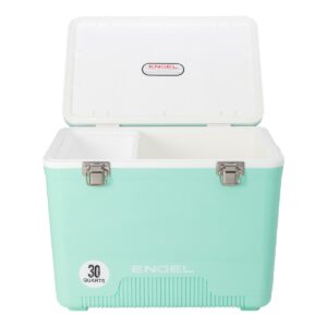 Engel UC30SF 30 Quart 8 Can Leak Proof Odor Resistant Insulated Cooler Drybox with Integrated Shoulder Strap, Seafoam
