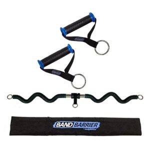 Bodylastics Home Gym Exercise Fitness Extra Wide Resistance Band Handles, Protector Sleeve and Collapsible Resistance Bands Bar