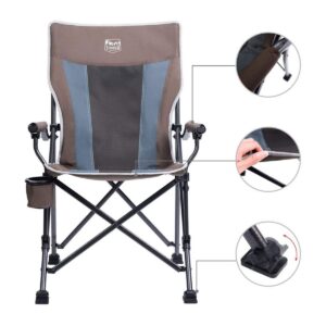 Timber Ridge Indoor Outdoor Portable Lightweight Folding Camping High Back Lounge Chair w/ Cup Holder & Carry Bag for Hiking, Beach, and Patio, Earth
