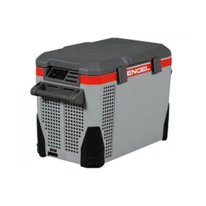 Engel 40-Quart 110/120V-AC 12/24V-DC Portable Top-Opening Tri-Voltage Car Fridge/Freezer with ABS Plastic Shell and Removable Handles, Gray