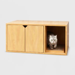 Way Basics Eco Cat Litter Box Enclosure - Natural Wood Grain