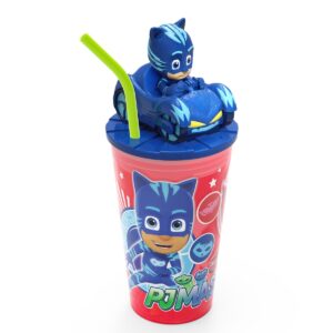PJ Masks Catboy 15oz Plastic Cup With Lid And Straw Red/Blue - Zak Designs
