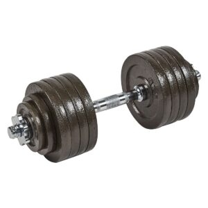 Everyday Essentials 105 Pound Adjustable Free Weight Dumbbell Set w/ Contoured Handle and Cast Iron Plates, Workout Equipment for Home Gym and Office