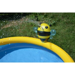 JLeisure Sun Club 12010 5 Foot x 16.5 Inch 1 to 2 Person Capacity Bee Spray 3D Above Ground Kid Inflatable Outdoor Backyard Swimming Pool, Blue