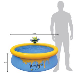 JLeisure Sun Club 12010 5 Foot x 16.5 Inch 1 to 2 Person Capacity Bee Spray 3D Above Ground Kid Inflatable Outdoor Backyard Swimming Pool, Blue