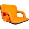 Driftsun Extra Wide Padded Folding Portable 6 Position Reclining Cushioned Stadium Seat Chair with Side Cup Holder and Backpack Carry Straps, Orange